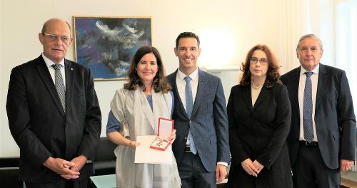 amvon links nach rechts:Dr. Klaus Schröder Präsident des OLG  Innsbruck, Mag. Isabelle Amann und Gatte, Mag. Yvonne Summer, Vorsteherin des BG Dornbirn, Dr. Heinz Bildstein, Präsident LG Feldkirch ann 2 (2).jpg