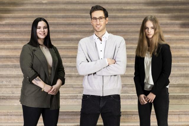 3 junge Personen in Ausbildung